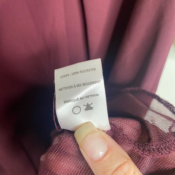 Lush Inverted Pleat V-Neck Plum Drapey Shirt Tail Dress 3/4 Tab Sleeves XS - Picture 10 of 11